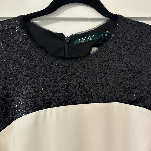 Lauren by Ralph Lauren Evening Gown- Black Sequin and Ivory - Picture 4 of 9
